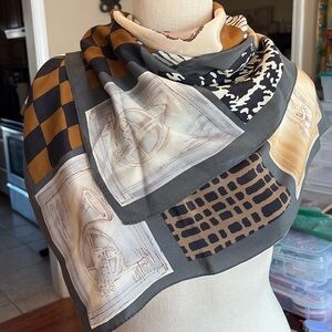 Echo vintage silk square scarf featuring instruments